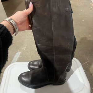 Arturo Chiang Black Tall Leather Boots with Signature Interior